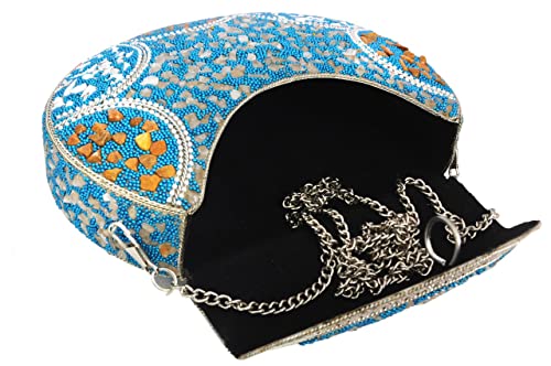 Image of Shakuntala Vintage Clutch - Metal Mosaic Stone & Shell Design Purse - Handmade Women's Handbag