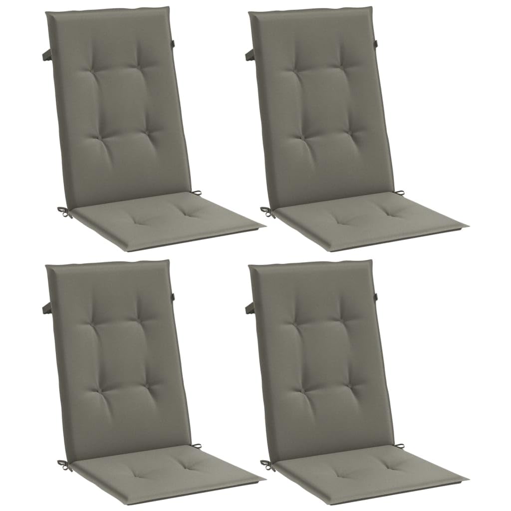 4er Set Hochlehner-Auflagen Gartenstuhl-Auflagen 120x50x4 cm Dunkelgrau Melange Sitzkissen für Gartenstühle und Hochlehner aus strapazierfähigem Stoff Stuhlkissen mit Haltebändern