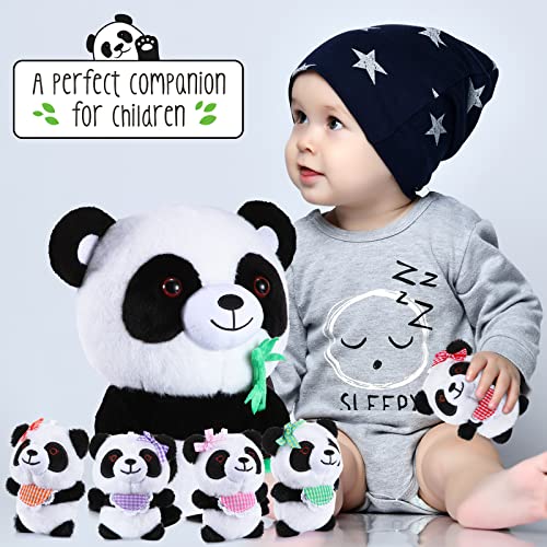 Hydren Panda Stuffed Animal With 5 Baby Pandas Cute Bamboo Plush Set Soft Mama Lovely Babies Toys For Boys Girls Birthday Gift Home Sofa Room Party Décor, 12 Inch/ 30 Cm, 4 Inch/ 10 Cm #TOP4