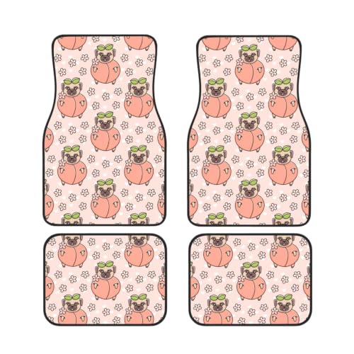 Alfombrillas antideslizantes de coche neopreno perro rosa lavado fácil juego de 4