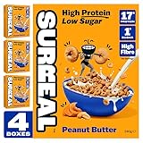 Surreal Peanut Butter - High Protein Cereal Gluten Free - Zero Sugar- Healthy Plant Based Cereal - High in Fibre - Low Carb - Vegan - 17g of Protein, 0g of Sugar - 240g per Box - 4 Pack (4 x Peanut)