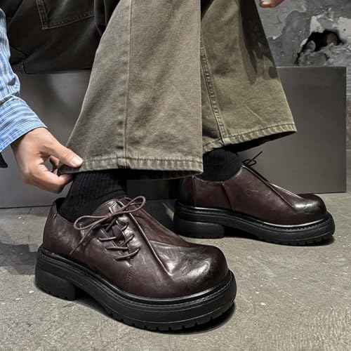 Oxford Shoes for Men Vintage Classic Faux Leather Loafers with Wide Toe Box Platform Chunky Heightening Casual Shoes3