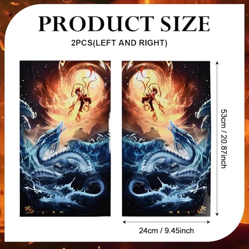 Image of Blueshyhall 2PCS Car B-Pillar Vinyl Decals, Ne Zha Mo Tong Nao Hai Personalized Vehicle Door Pillar Sticker, Waterproof Sun Protection Scratch Cover