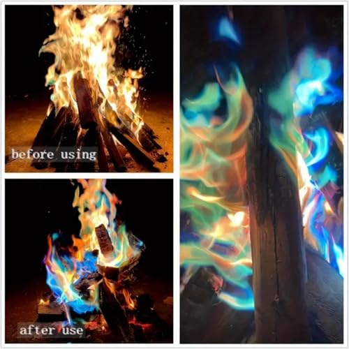 5PCS Fire Colour Changing Powder,Magical Flames,Magic Campfire Flam,Long-Lasting Fire Colour Changing Powder,Magic Neon Flames Fire,Fire Cones Colour Changing,Fire Magic Flames,Mystical Fire Sachets - Image 5