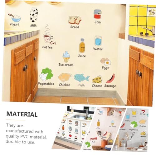 Pegatinas de comida para refrigerador de PVC, pack de 2 vinilos de cocina 8