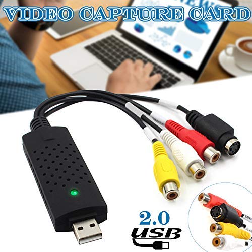Video Capture Card,Video Conference or Live Broadcasting,VHS to Digital File Converter Express USB 2.0 to Audio Capture Card Box VCR DVD TV AV to Digital PC Adapter Compatible with Windows 7/8/10