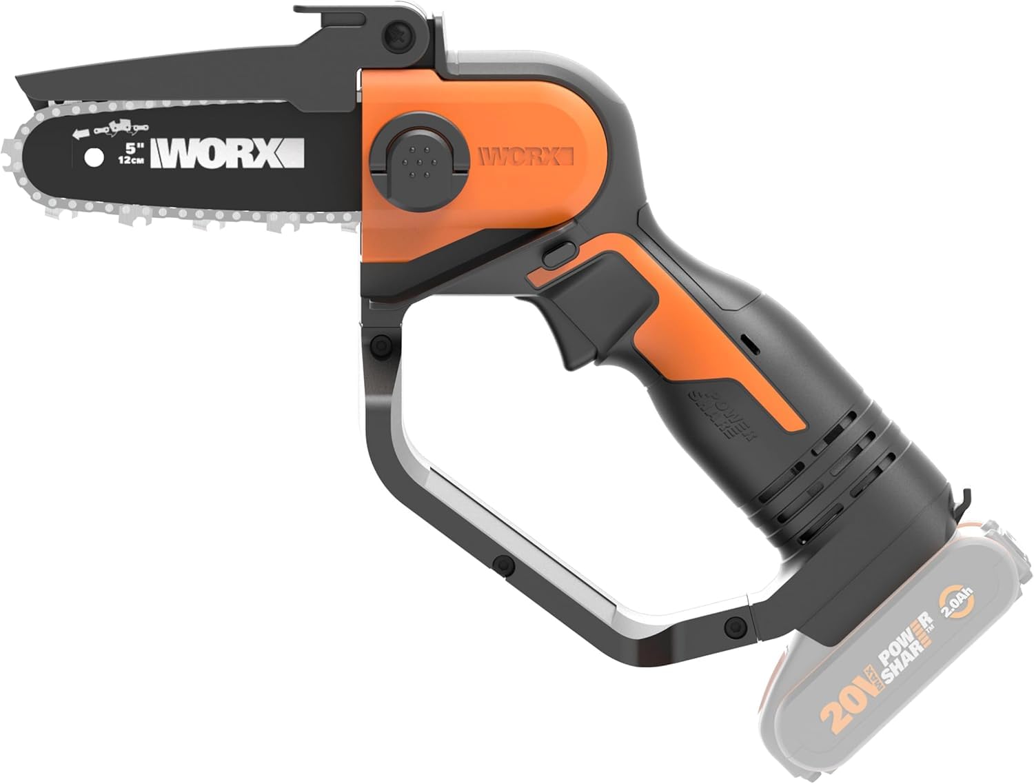 WORX WG324E.9 Potatore a Batteria 20 V, lunghezza lama 12 cm, Leggera e Comoda Compatibile con PowerShare, senza Batteria e Caricatore