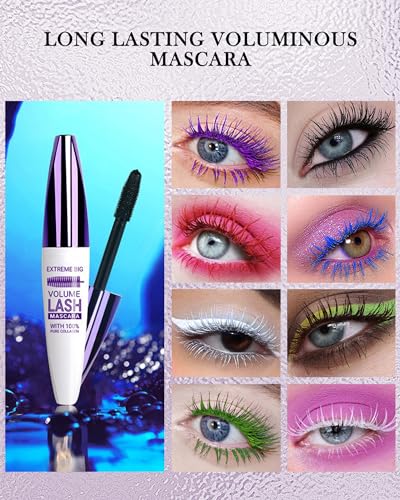 5D Waterproof Mascara Green for Eyelashes, Long Lasting Smudge-proof Telescopic Mascara with Brush, Volumizing Lengthening Curling Thick Eye Lashes,Cosplay Halloween Stage Eye Makeup for Women - Image 7