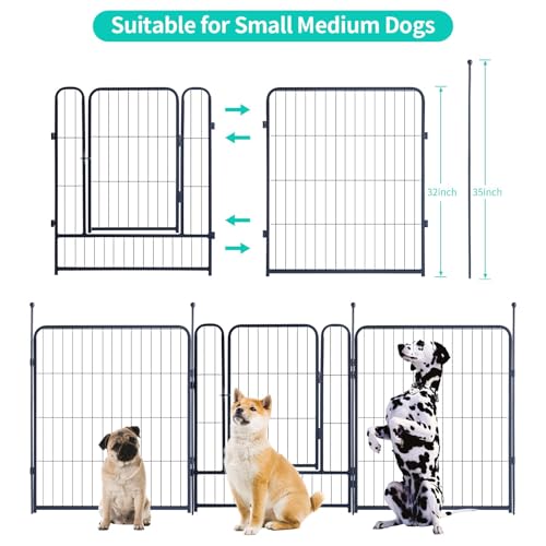 Image of Dog Playpen,Portable Outdoor Dog Fence, Dog Playpen for Large /Medium /Small Dogs, Dog Fences for The Yard,with Doors Foldable Metal (32 inch, 40 Panels)