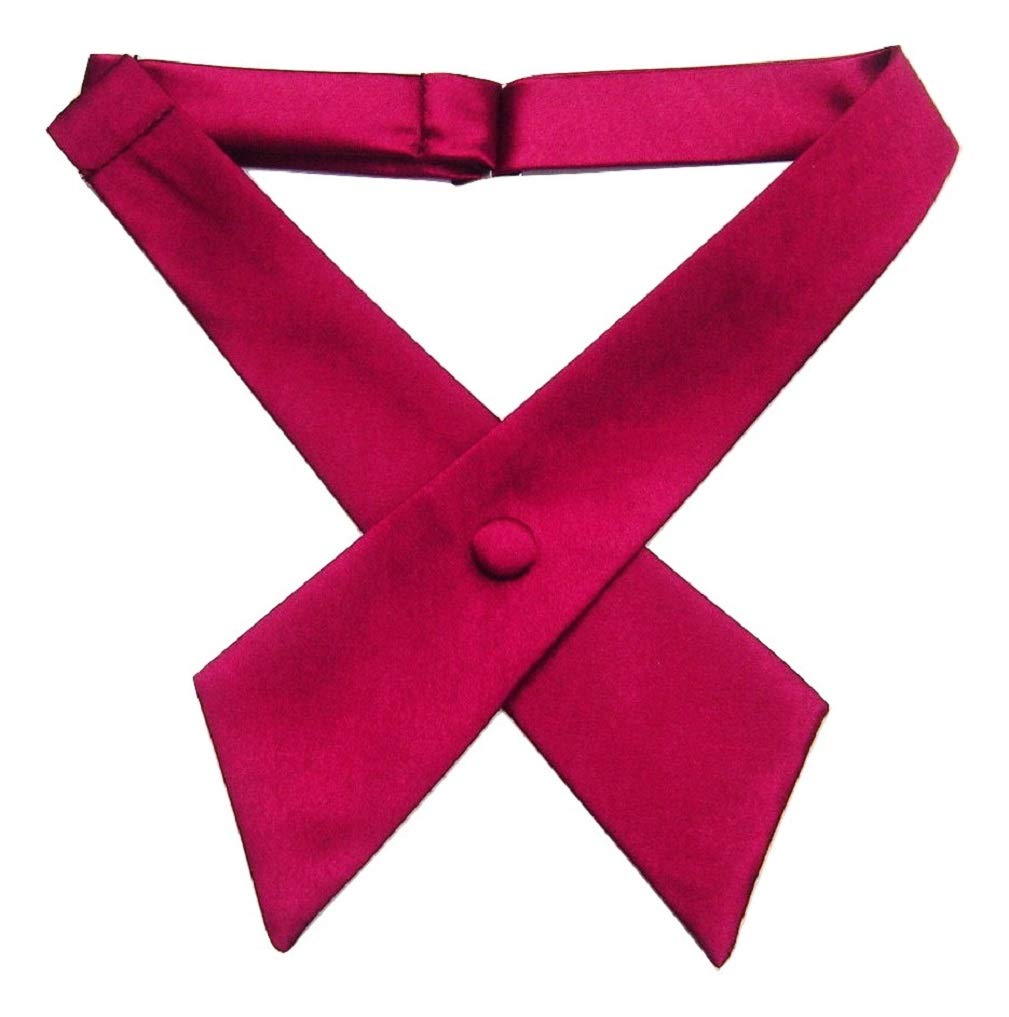 Ll. Men's Wine L&L® Unisex Cross Over Bowtie Necktie Cravat Pre Tied Adjustable Bow Tie Satin (Wine)