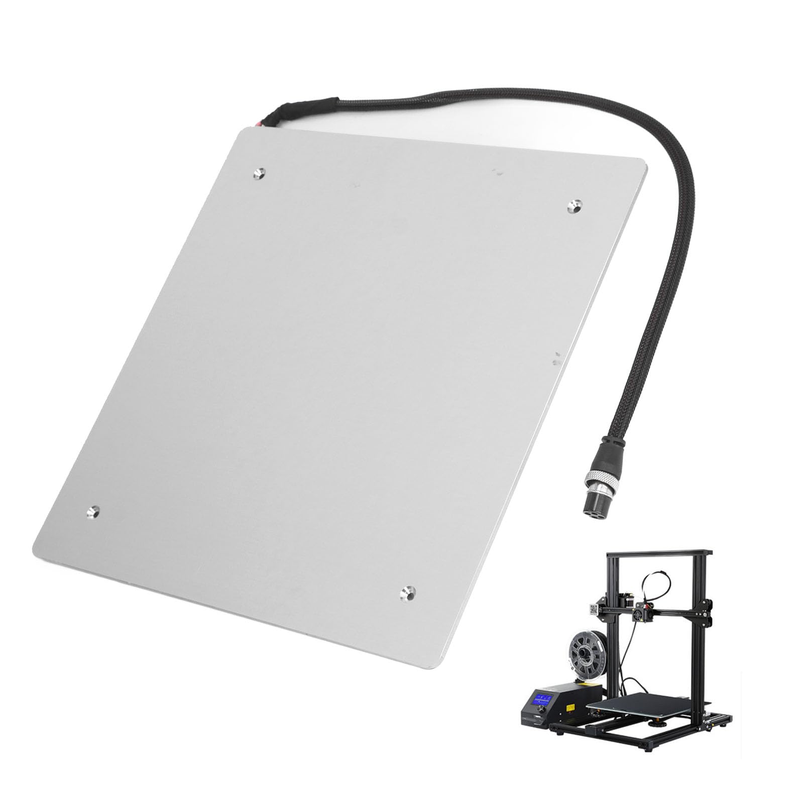 Heizbett für 3D-Drucker, Heizbett aus Aluminiumlegierung, 310 X 310 Mm, 12 V, 220 W, Schnelle Erwärmung auf 50 ℃ in 70 Sekunden, mit 50 Cm Kabel und Isolierpad für CR10 CR10S