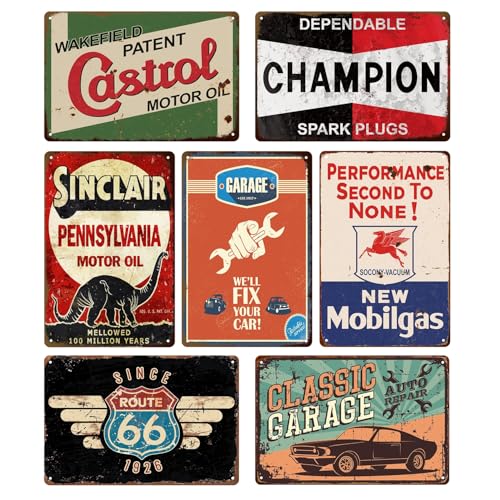 Vintage Metal Tin Signs Garage Signs, Man Cave Accessories Old