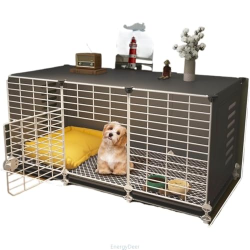 EnergyDeer犬ケージ ペットサークル ベーシック ペットケージ ペットハウス トレイ付きでお手入れ簡単 大容量 簡単な組み立て ペットゲージ 犬 サークル 中型犬 小型犬用ゲージ 屋根と車輪付き 屋内および屋外での使用に適しています (109*37