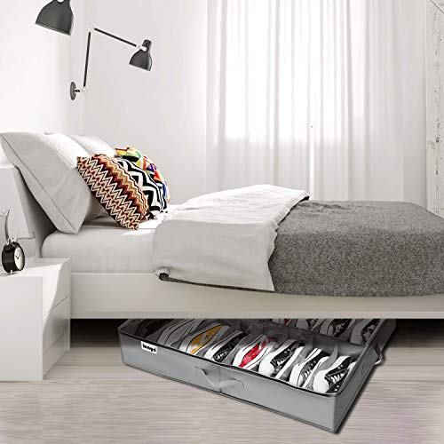 INAYA-Under-Bed-Shoe-Storage-Organizer-Set-of-2-Fits-32-Pairs-Underbed-Shoe-Box-Storage-Containers-Adjustable-Dividers-wBottom-Support-Clear-Foldable-Shoes-Storage-wReinforced-Handles