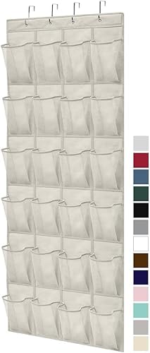 بريتزكر منظم احذية شبكي جيد التهوية كبير 24 جيب، رف خزانة معلق على الحائط يحمل ما يصل الى 40 باوند، خطافات متينة، موفر للمساحة، رف تعليق منظم احذية فوق الباب