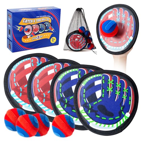Playzap Toss and Catch Ball Set - Ultra Soft & Safe Toddler Baseball Gloves Designed for Pain-Free - Kids Games Toys Indoor Outdoor - Great for Yard Beach Pool - Gift for Boys Girls 2-4 5-7 8-10 Years
