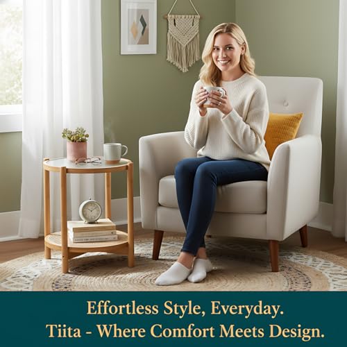 Image of Tiita Natural Rattan End Table with Storage, Bamboo Glass Top Side Table