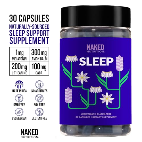 NAKED Sleep - GABA L Theanine Natural Sleep Aid - Lemon Balm, Lavender, and Melatonin for Improved Relaxation and Sleep Quality - Gluten-Free and Vegetarian - 30 Capsules - Image 4