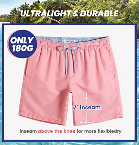 Image of maamgic Mens Slim Fit Swim Shorts Swim Trunks 7 inch Quick Dry Mens Bathing Suits with Mesh Lining