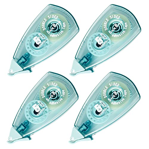 EDSRDRUS Total 4pcs Triangle Double Sided Adhesive Tape Roller Scrapbooking Tape, Acid Free & Archival-Safe, Permanent Double-Sided Adhesive Tape Dispenser Runner for Crafts 5mx8mm (Green)