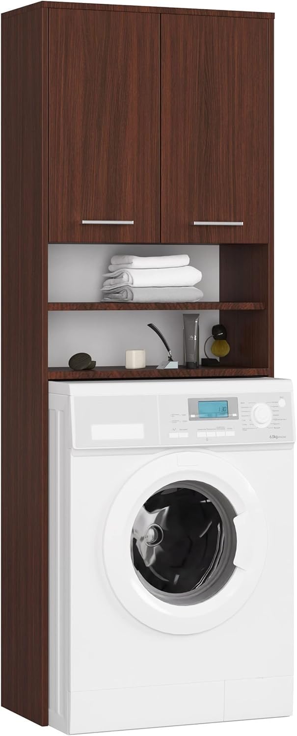 BDW Venga - Armadietto per lavatrice, 180 x 64 x 30 cm, bagno alto, mobiletto da bagno, armadietto per il bagno, lavatrice/bagno