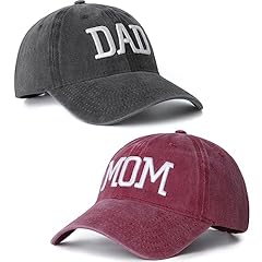 Black Dad Hat and Red Mom Hat