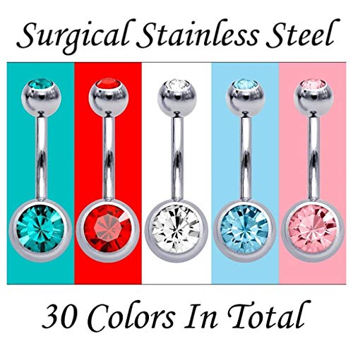 image for OMAIGAR Belly Button Rings 30 Pieces, Surgical Stainless Steel Belly R