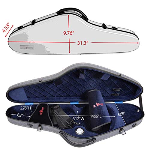 Aileen CSV-F18 Violin Hard Case 4/4 Full Size Luxury with Hygrometer Suspension, White - Thumbnail 7