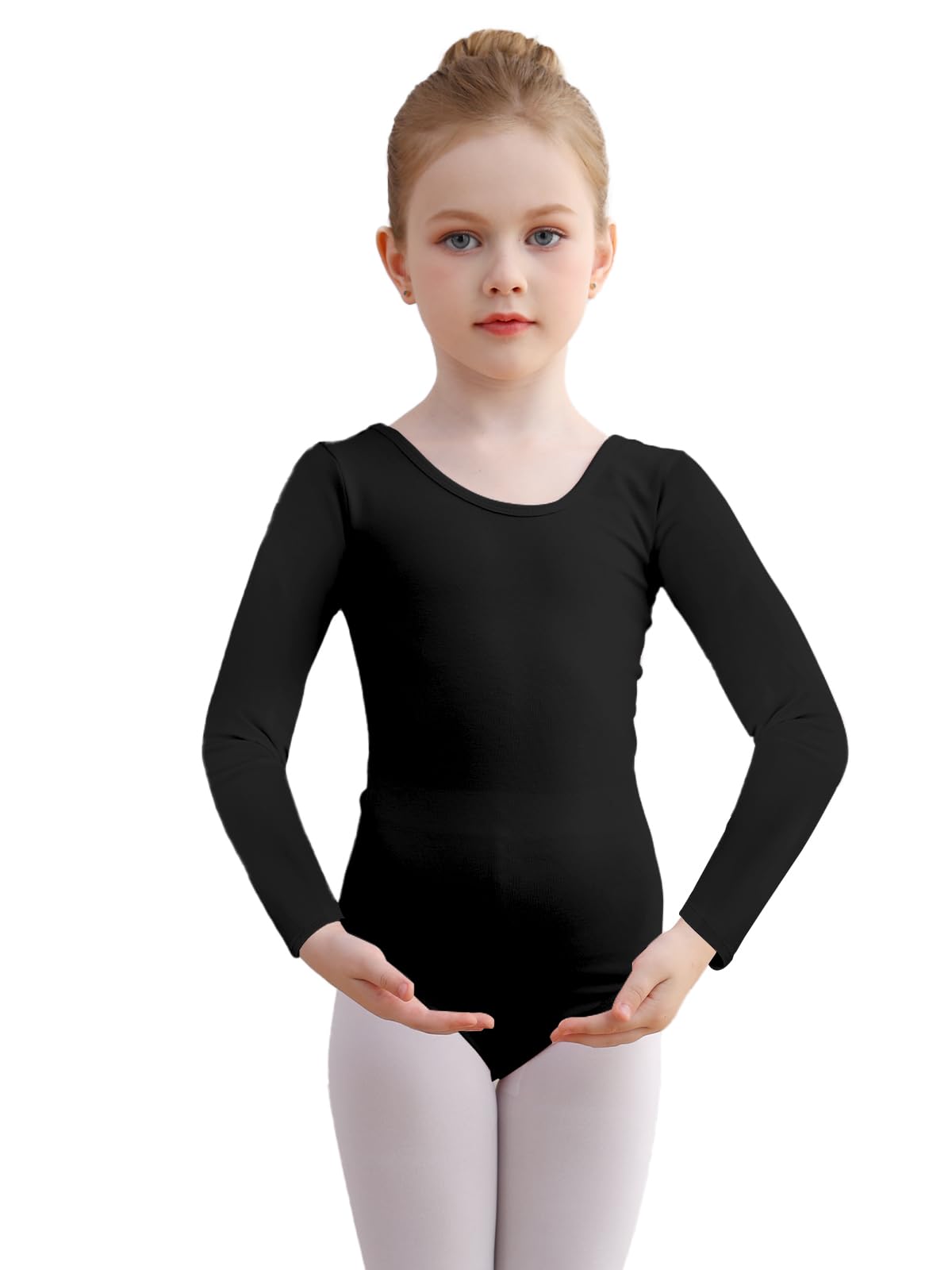 DGSHIRLDJO Balletpakje meisjes katoen balletpakje lange mouw danspakje turnpakje voor kinderen dames maat 110-160 (wit, 150