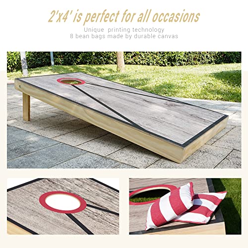 Corn Holes Outdoor Game Set: 4X2 Solid Wood Cornhole Set Includes 2 Wooden Cornhole Boards, 8 Corn Hole Beans Bags For Corn Hole Indoor And Outdoor Toss Games (Sb402) #TOP3