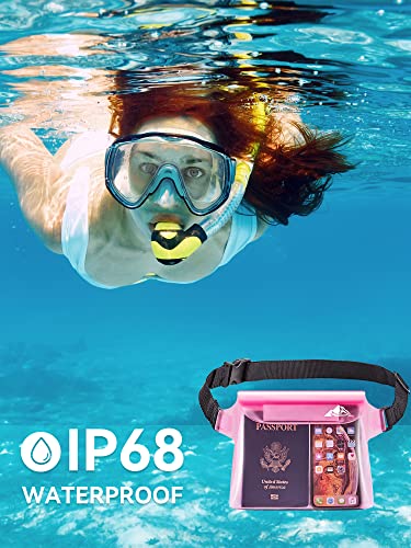 Image of HEETA 2 /3 /4 Pack Waterproof Pouch with Waist Strap, Screen Touchable Dry Bag with Adjustable Belt for Phone Valuables for Kayaking, Swimming, Snorkeling, Boating, Fishing, Surfing & Beach