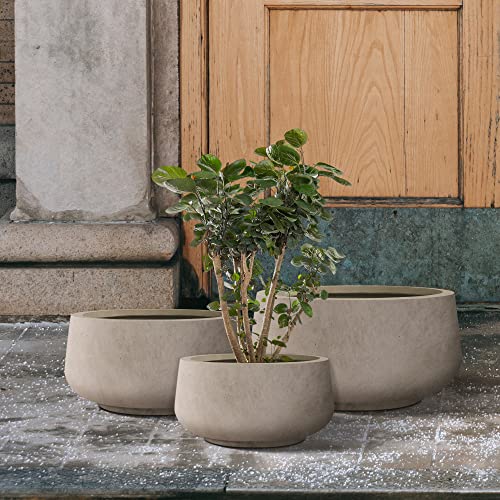 Kante RF2015021ABC-C80021-2 21.6",16.9",And 12.5 Inch Dia Round Weathered Concrete Elegant Planters (Set Of 3), Outdoor Indoor Garden Plant Pot thumb #7