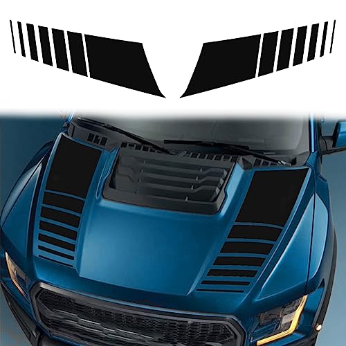 Image of ramuel 2PCS Car Hood Vinyl Racing Stripe Decals Stickers for Pickup Truck | Black，Universal for Auto，No-Drill Install