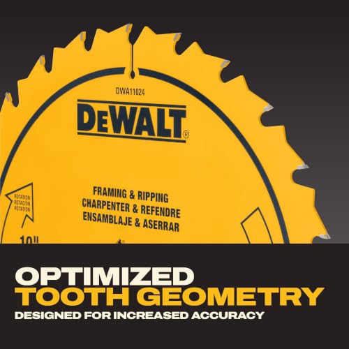 DEWALT 10 in. 24 Tooth General Purpose Saw Blade, Ultra Sharp Carbide Table Saw Blade (DWA11024) - image 3