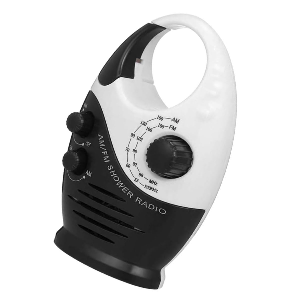 Radio de Ducha FM con Gancho de Plástico, Sonido Claro y Portátil para Uso en Interiores y Junto Cama