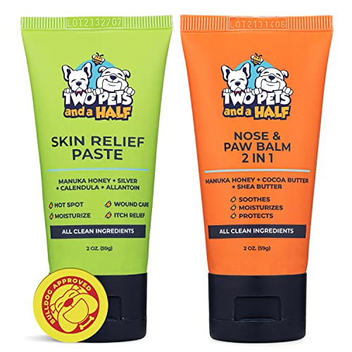 Bulldog Hot Spot Treatment 2oz+Bulldog Nose Butter & Paw Balm 2oz-Wound Care...