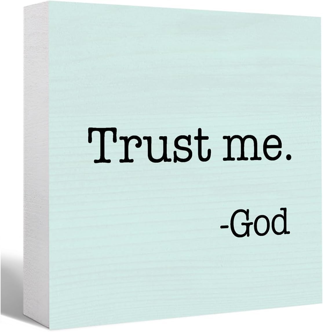 Trust Me God Box Sign 7x7 Inch Inspirational Wooden Decor