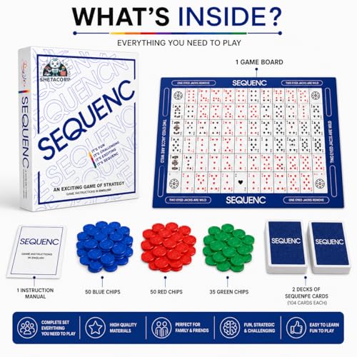 Image of The Original Shetacorp Sequenc, Strategy Game, Card Game, Board Game for Kids, Adults, Families, Educational, 2 to 12 Players, Activity Toy for Childrens, Gift Set for Kid, Ages 7+Year