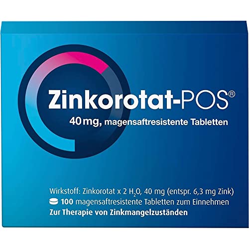 Zinkorotat-POS 40 mg 100 Stück - magensaftresistente Tabletten zur Behandlung von Zinkmangelzuständen die ernährungsmäßig nicht behoben werden können - für Erwachsene Schwangere & Kinder ab 4 Jahren