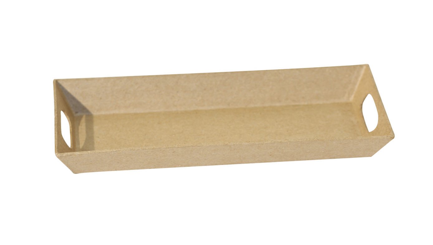 Décopatch AC325Opack - Un lot de 5 Supports en Papier brun mâché 11x26x3 cm, Plateau rectangulaire