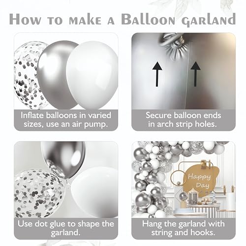 Image of white & silver balloons with silver star foil balloon, Pack of 35 pcs for birthday decoration, Anniversary Decoration, Home Decoration Items
