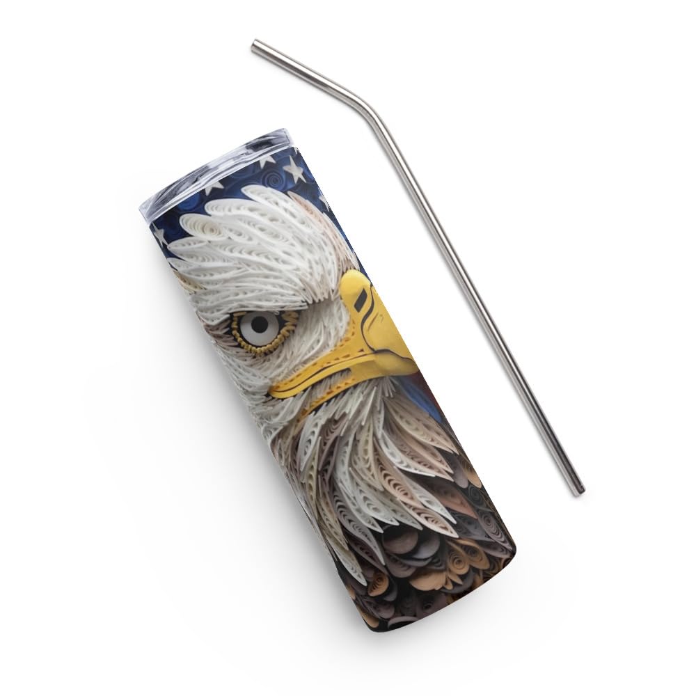 Tumbler 3D Effet Quilling Motif Drapeau USA et Aigle Royal