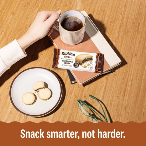 Image of Rip Van Romeos Dark Chocolate Fudge Cookies - Low Sugar Cookies - Healthy Keto Snack - Individual 2 Packs (18 Count)
