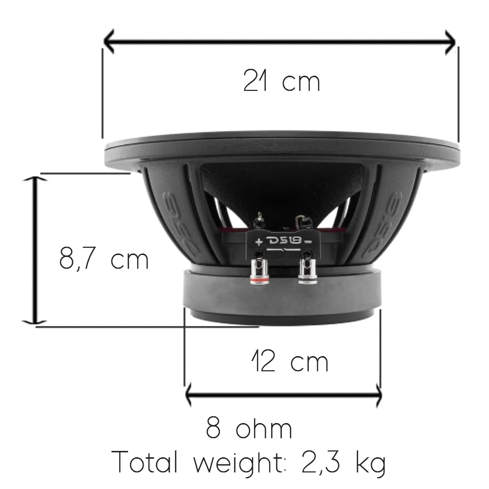 KIT SET PER DS 18 PRO-ZXi8M 1 midrange altoparlante da 20 cm 200 mm 8" di diametro, 350 watt rms 700 watt max, 8 ohm, sensibilità 99 db spl, feste, per casa, 1 pezzo + adesivo omaggio