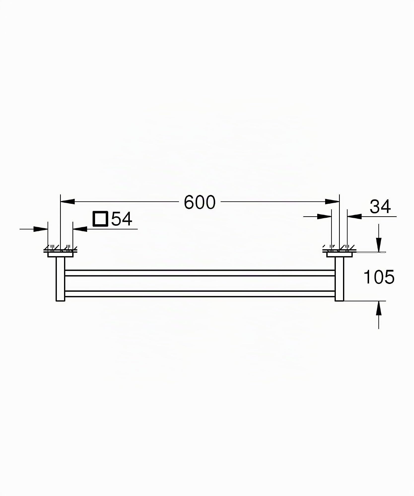 GROHE Start Cube Double Barre Porte-Serviettes pour Salle de Bain, 654 mm, Fixations Cachées avec Vis Incluses, Métal, Noir Mat, 411042430