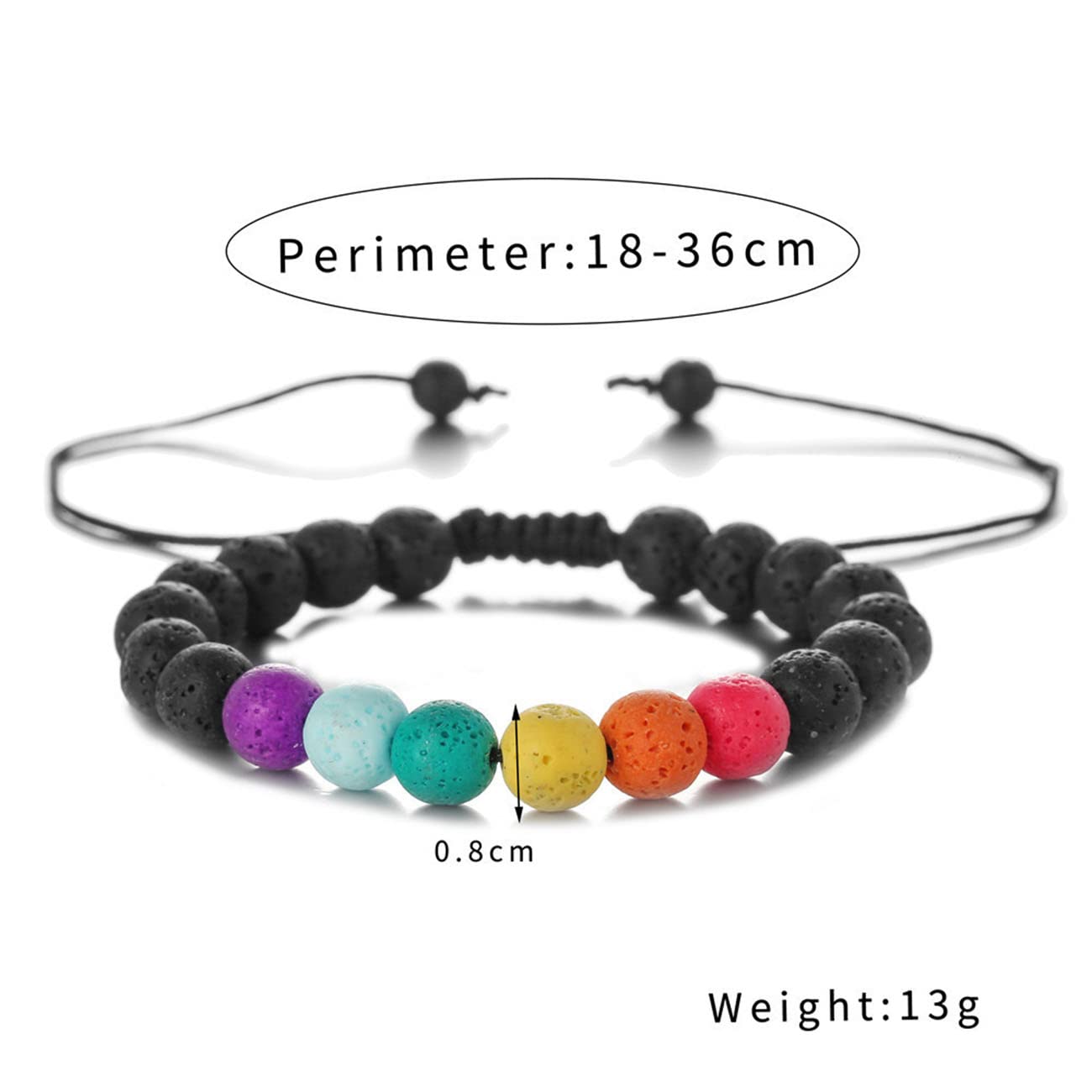 Pulseras para Hombres Pulseras para Damas Pulseras de Acero Inoxidable Moda Retro 8 mm Cuentas de Piedra Natural Coloridas Blanco