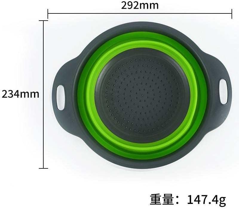 Miniatura 5 de Colador plegable de 2 juegos, colador de silicona plegable para cocina, respetuoso con el medio ambiente, no tóxico, fácil de limpiar, 2 tamaños