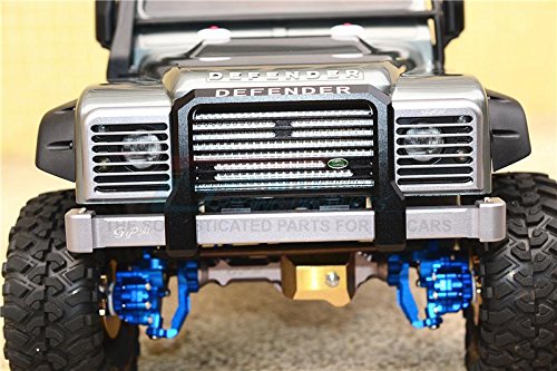 GPM Upgrade Parts For Traxxas TRX-4 Trail Defender Crawler Aluminium Front & Rear Bumper With Winch Plate (on-Road Street Fighter) - 1 Set Grey Silver