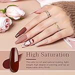 AZUREBEAUTY Dip Powder Nail Kit Starter, Fall 4 Colors Skin Nude Brown Glitter, Acrylic Dipping Powder Liquid Set with Base/Top Coat Activator for Daily French Nail Art Manicure DIY Gift 12 Pcs - Image 3