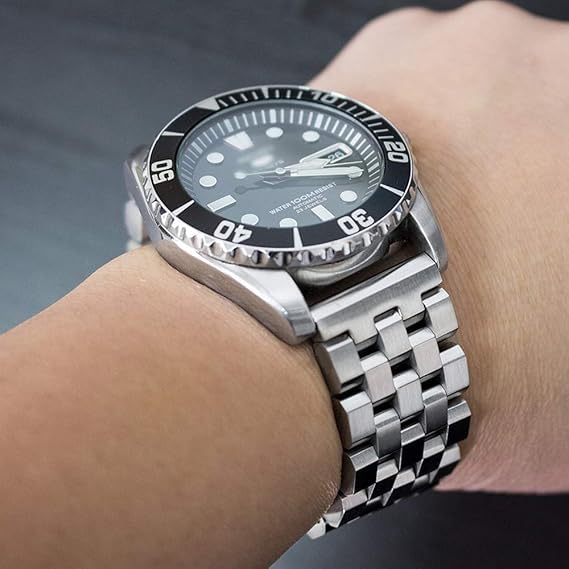 Image of Kai Tian Stainless Steel Watch Band 20 21 22 24 26 18mm for Men Women Solid Watch Bracelet Strap with Deployment Double Lock Black Silver Blue Grey Rose gold